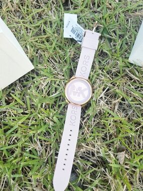 Michael Kors Rose Gold and Light Pink Silicone Logo Watch
